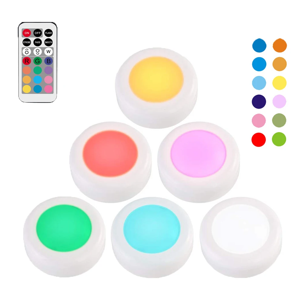

3PCS Colorful RGB Remote Control Mini Night Light Luces Touch LED Wall Lamp Decor Lighting Cabinet Bedroom Lampara Lights Lamps