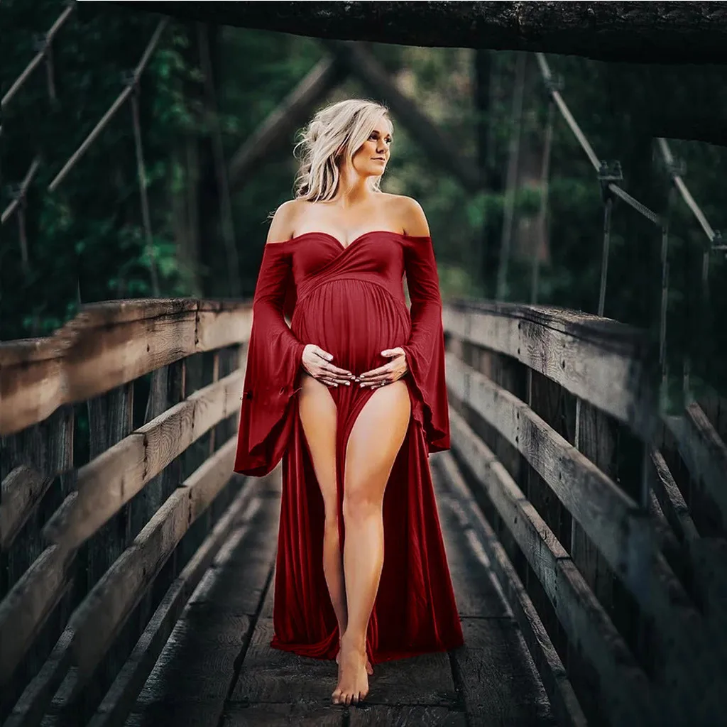 Для беременных реквизит для фотосъемки, платье для беременных, тонкий шифоновый с открытми плечами, Vestido Femme, платье для фотосессии, женские платья для беременных