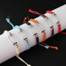 1 ПК Прозрачный флакон браслеты с пожеланиями предварительно сделанный тканый хлопковый браслет имя на браслет с жемчугом в форме риса подарок на день матери