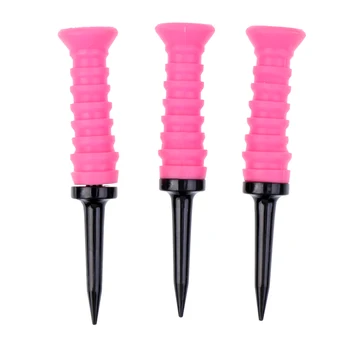 

3 Pieces 83mm Long Elastic Rubber Cushion Top Plastic Golf Tees Random Color