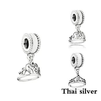 

2019 NEW Sterling Thai Silver Vintage Crown Hanging Charm Pendant For DIY Bracelet & Bangle Original Women's Jewelry Wholesale