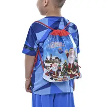 Сумка Санта Клауса Нетканый многоразовый шнурок мешок Санты рождественские чулки мальчиков девочек для праздников и вечеринок украшения рюкзак подарок