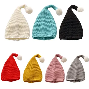 

Toddler Kids Christmas Crochet Knitted Hat Cute Elf Long Tail Pompom Ball Beanie Cap Winter Warmer Festival Party Photo Props