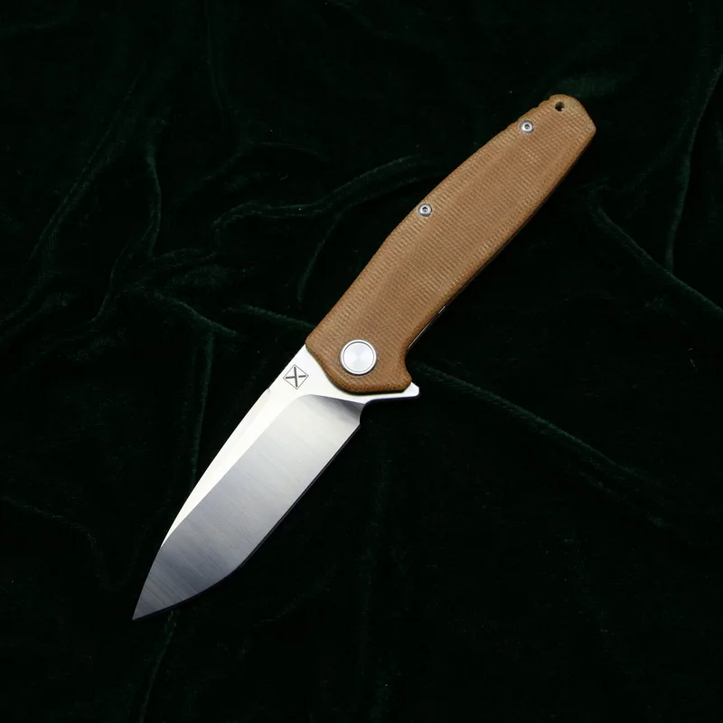 Brown LOVOCOO YX751 складной нож 14C28N лезвие МИКАРТА стальная ручка Кемпинг Охота Открытый Рыбалка Карманные Фруктовые Ножи EDC инструменты - Color: Brown