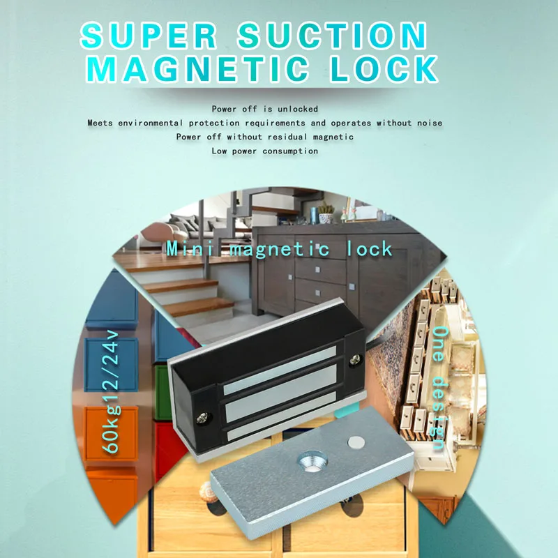 60kg 100lbs 12V Única Porta Fechadura Eletromagnética