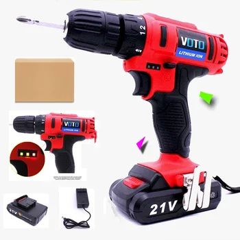 

21V Wireless Electric Drill Screwdriver Cordless Torque Power Tools Professional Electric Impact Drill Hammer Household Tools