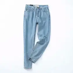 2019 Весна Новое поступление для женщин высокая Талия Тонкий промывают джинсы для дизайнер бренда женской одежды Chic повседневное синие