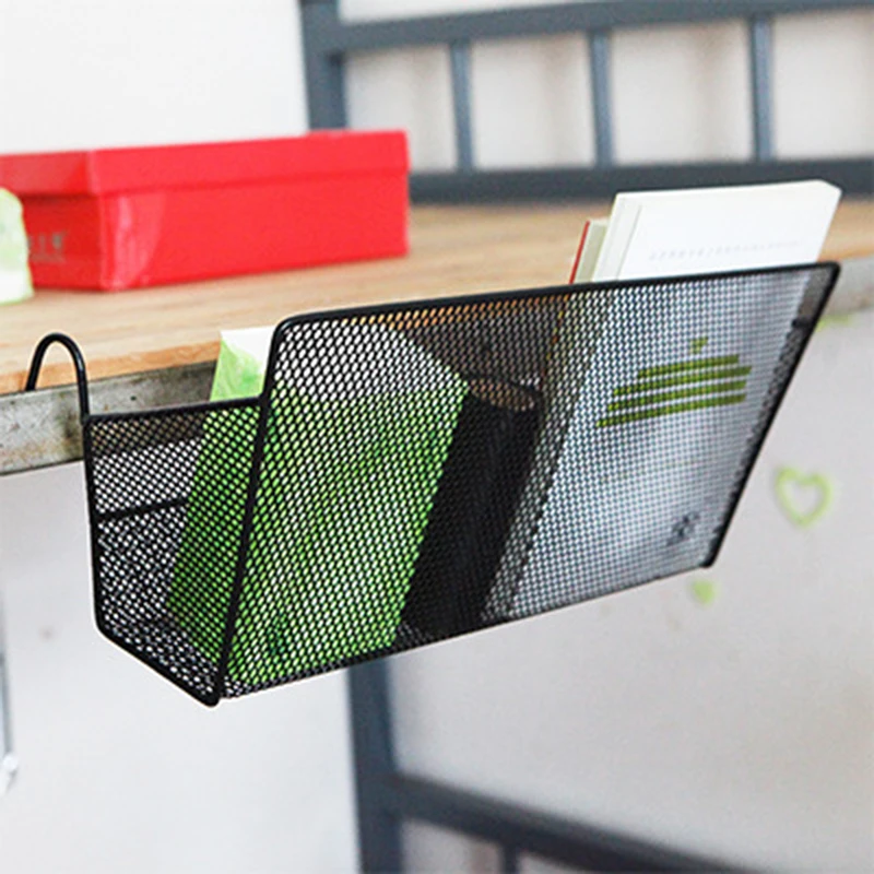 

Bedside Hanging Storage Basket Rack Desktop Corner Shelves Holder for Student With hooks can be hung on the bed