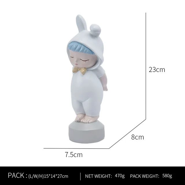 Ornaments For Home Cute Girl Rabbit Elephant Horse Statues Sculptures Figurines For Interior Room Decor Living Room Decoration little boy