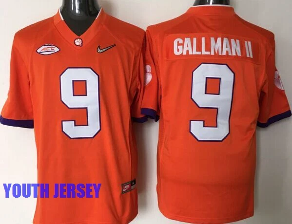 Clemson Tigers, Stitiched, DeShaun Watson, Sammy Watkins, Wayne Gallman II, Artavis Scott for YOUTH KIDS Jersey - Цвет: Цвет: желтый