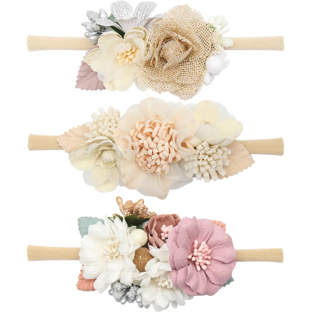 set 32 3 шт./компл. детский ободок с цветами с высокой степенью эластичности нейлоновый ремешок искусственный с цветочным принтом повязка на голову, Bebe Головные уборы аксессуары для волос - Цвет: set 32