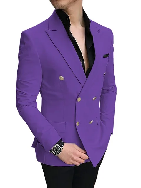 New Arrival Custom Men's Suits Casual Prom Tuxedos Slim Fit 2 Pieces Double Breasted Wedding Grooms(Blazer+Pants+Tie