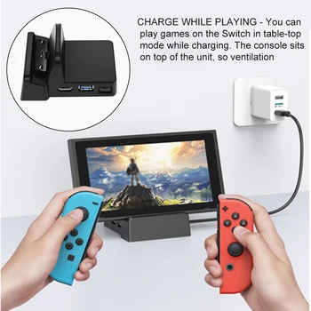 

Easy Operate Home USB Port Station HDMI Adapter Indicator Light Cooling Type-C Input TV Charging Dock Video Converter For Switch