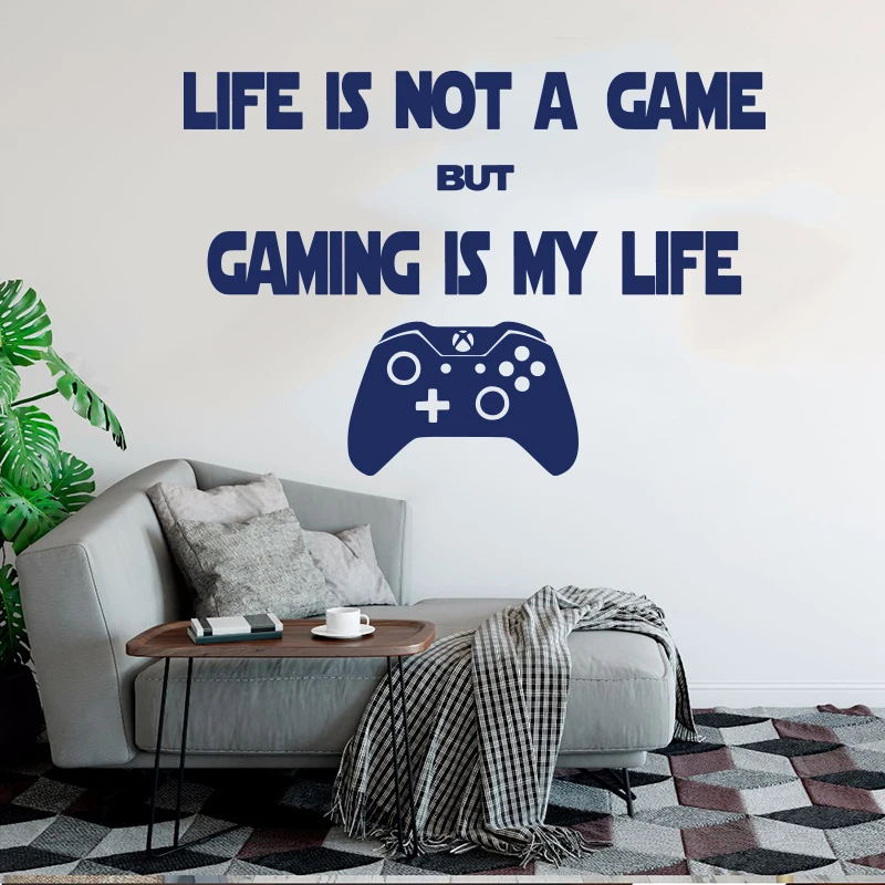 Enfants Jeu Salle Decor La Vie N Est Pas Jeu Jeu Est Ma Vie Citation Autocollant Mural Vinyle Art Stickers Muraux Affiche Murale Xl115