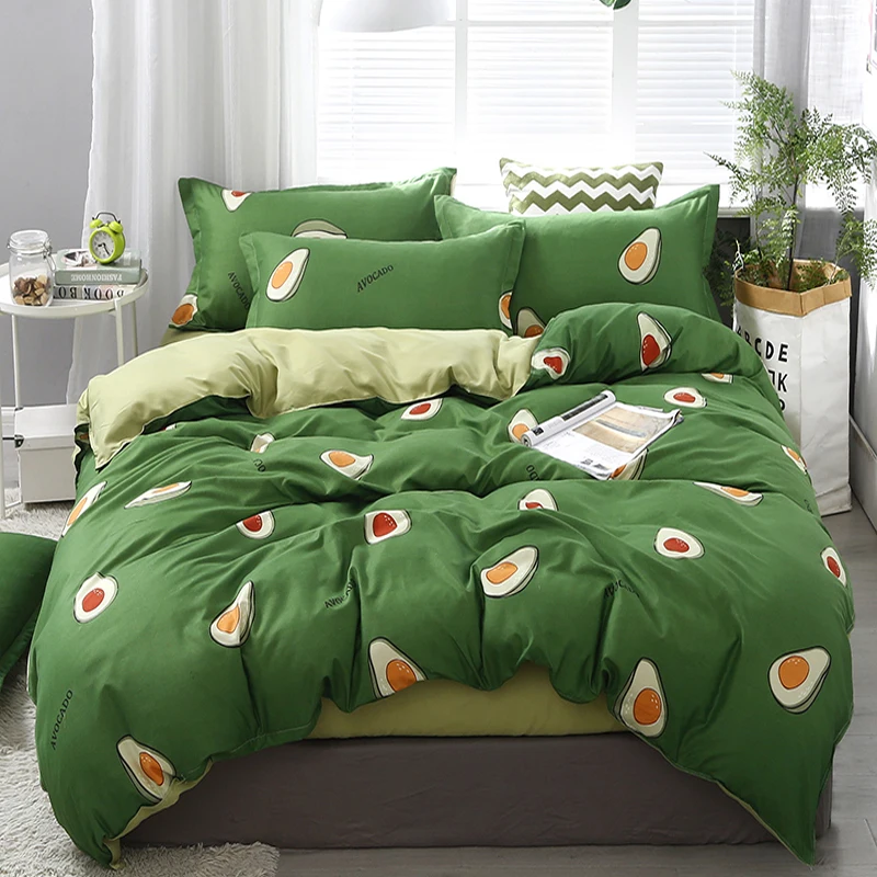 

Avocado Pastoral style Bedding Set 3/4Pcs Twin Full Queen Super King size Bed sheet + Duvet cover + Pillowcase for 1.0m-2.2m bed