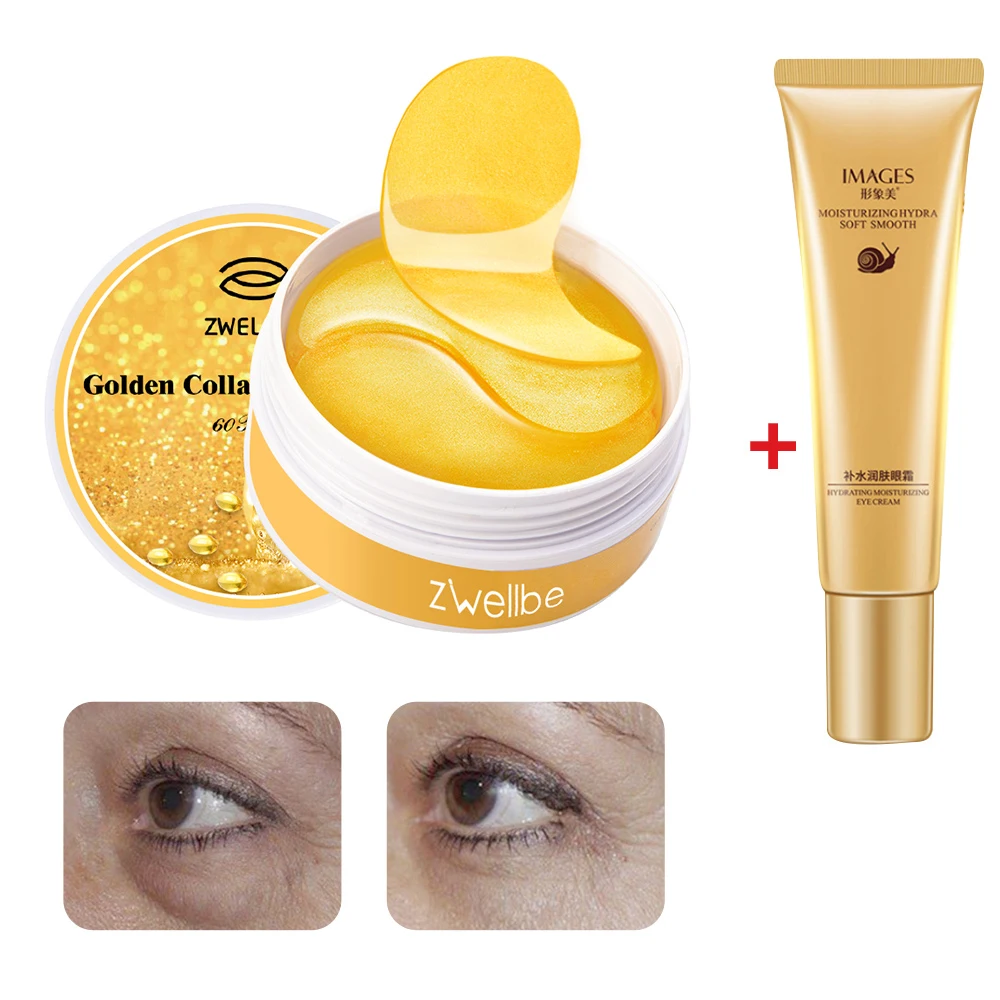 gold crystal Золотые кристаллические коллагеновые патчи для глаз, эссенция, крем для глаз, набор, анти-старение, удаление темных кругов, отечность, увлажняющий крем для ухода за кожей вокруг глаз - Цвет: gold crystal