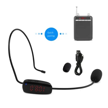 

2020New FM Wireless Microphone Headset Head-Mounted Megaphone Radio Mic for Loudspeaker for Teaching Tour Guide Meeting