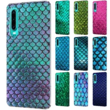 מקרה טלפון נייד עבור Huawei P30 P20 P10 P9 P8 P Sart Z לייט פרו קשה כיסוי בת ים בקנה מידה דגים שחור פגז(China)