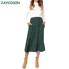 JAYCOSIN плиссированная юбка миди в белый горошек с цветочным принтом женская Повседневная Ретро одежда с высокой талией Женская Весенняя элегантная женская 1202