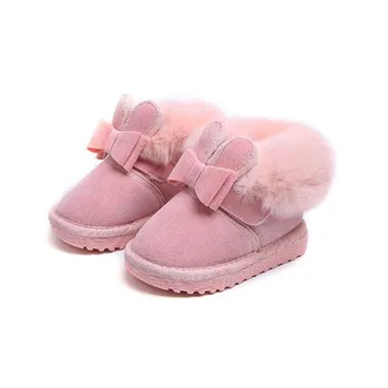 

Girls Plus Velvet Princess Short Snow Boots Children Warm Baby Thick Cotton Shoes Kids Bowknot Boot