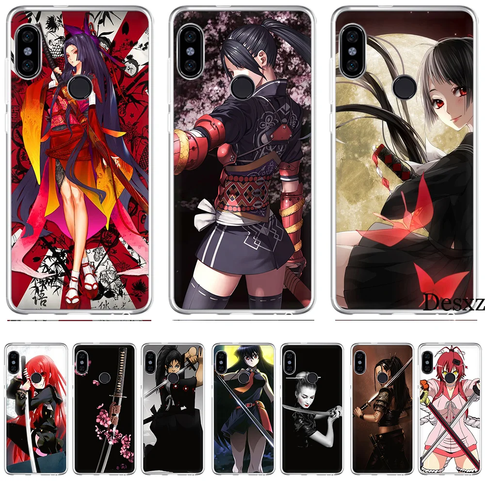 Чехол японский меч самурая Girl чехол для Apple IPhone Xiaomi Redmi mi 8 SE Примечание 5 5A 6 6X Pro X 2S A2