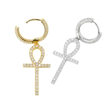 

Anhe Key Earring Hip Hop Men Ring Ear Pendant Full Zircon Popular Brand Cool Ear Stud Bling luxury earrings rhinestone earrings