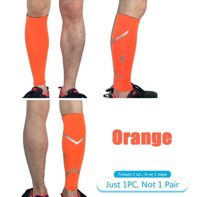 Tcare Sport Compression Calf Sleeves Leg Compression Sock Runners Shin Splint Varicose Vein Calf Pain Relief Calf Guards Running 1 Piece - Orange