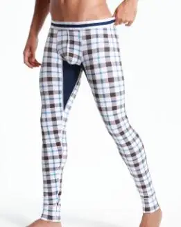 plaid SEOBEAN, мужское термобелье, хлопок, в клетку, тонкие леггинсы, под брюки, колготки, теплые штаны, зимняя одежда, штаны для сна - Цвет: plaid