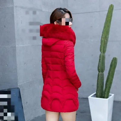 B1460 Осень Зима женский длинный абзац хлопок-ватник куртка хан издание культивировать свою мораль дешево оптом - Цвет: Красный