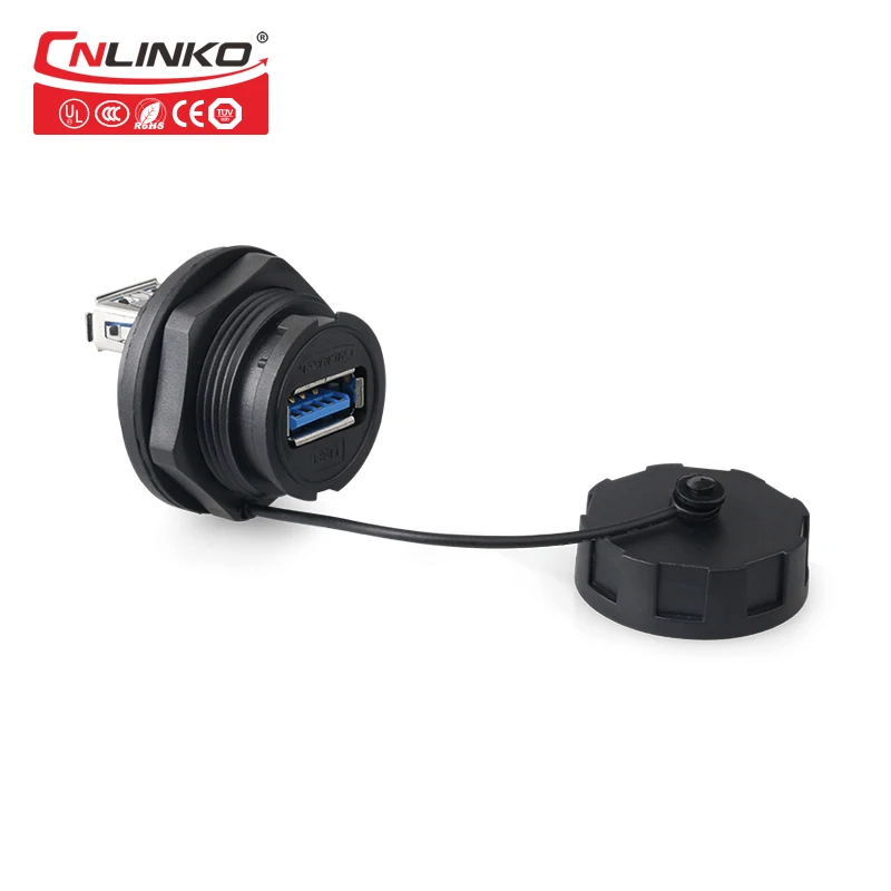 CNLINKO PBT пластиковые USB3.0 панельные гнездовые разъемы IP 67 водонепроницаемый USB 3 0