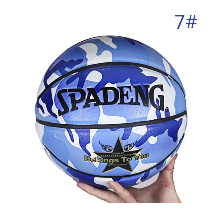 Blue Size 7 Профессиональный Спортивный Баскетбол 5#/7# Молодежный/взрослый тренинг/соревнование износостойкость военные принты персональный Баскетбол - Цвет: Blue Size 7
