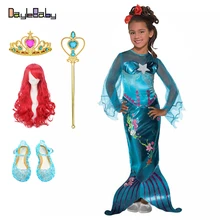Ариэль ультра престиж принцесса Дети Аквария Русалка костюм комплект Русалка платье принцессы для девочек vestido menina вечерние детские