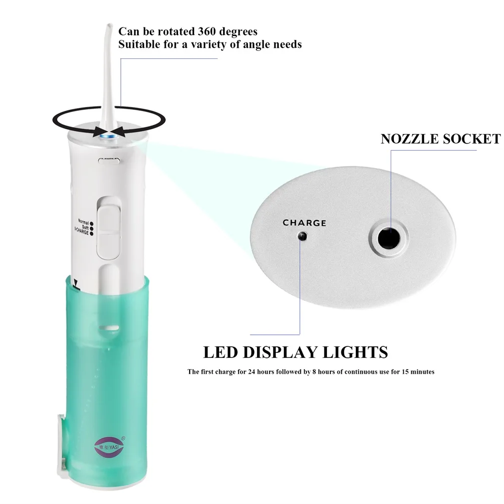 Portable Comfortable Dental Water Flosser Battery Operated with Collapsible Design Oral Electric Irrigator for Travel