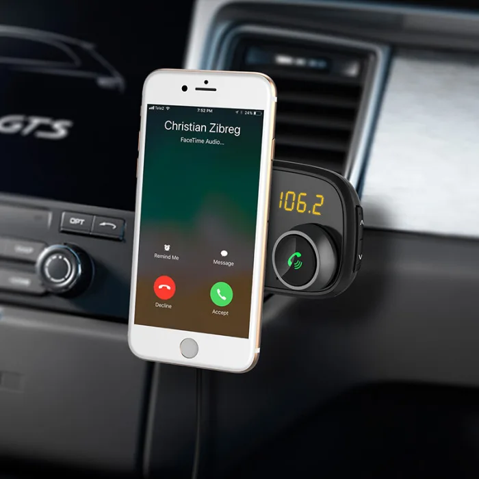 Автомобильный Bluetooth fm-передатчик с магнитным держателем для телефона QC 3,0 зарядка MP3 музыкальный плеер DU55