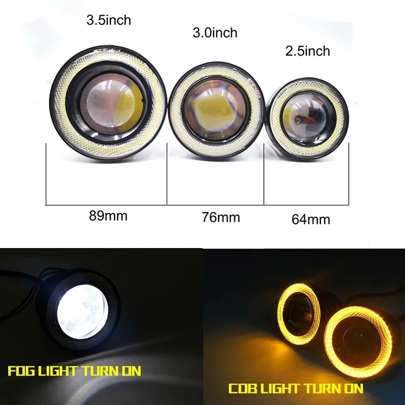 2pcs 12V Universal COB LED DRL Driving Lights White Blue Pink Yellow Green Red Angel Eyes Fog Lamp 2.5\ 2pcs 12V Universal COB LED DRL Driving Lights White Blue Pink Yellow Green Red Angel Eyes Fog Lamp 2.5\