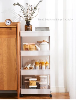 

2/3/4 Layer Kitchen Shelf on Wheels Bathroom Organizer Storage Rack Removable Trolley Fridge Side Gap Storage Holder