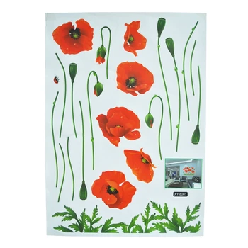 

New Elegant Women Spend Corn Poppy Wall Sticker PVC Waterproof Warmth Room Bedroom Sofa Background Decoration Red