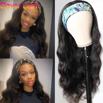 

Clover Leaf Headband Wig Human Hair Body Wave Wig 150% Peruvian Headband Wigs Remy Glueless Pre-attached Scarf Wig For Women