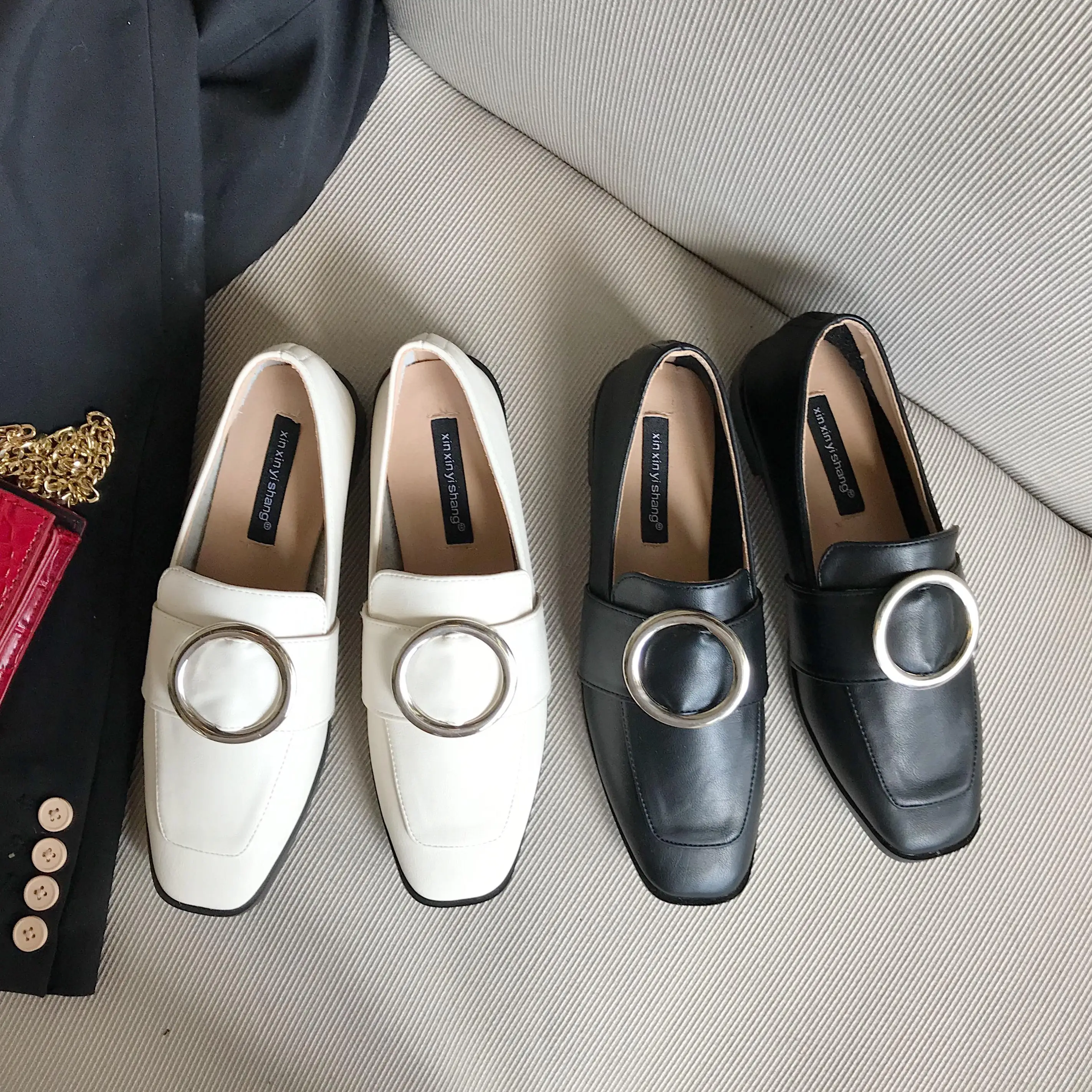 

Women Loafers Slip-on Shoes Flats Work-Footwear Circle Dec Comfortable Soft Leather