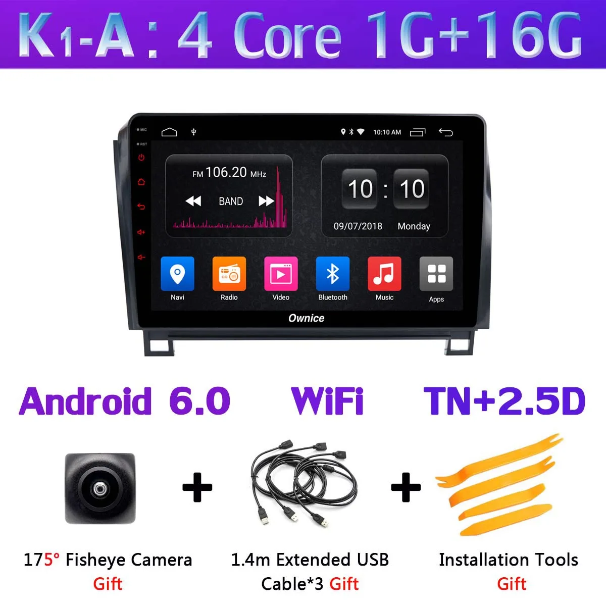 K1-A 360 ° панорамный 4G+ WiFi = 8 ядер 4G+ 64G Android 9,0 gps Радио CarPlay SPDIF DSP автомобильный мультимедиа для Toyota Tundra Sequoia 2008 - Цвет: K1-A