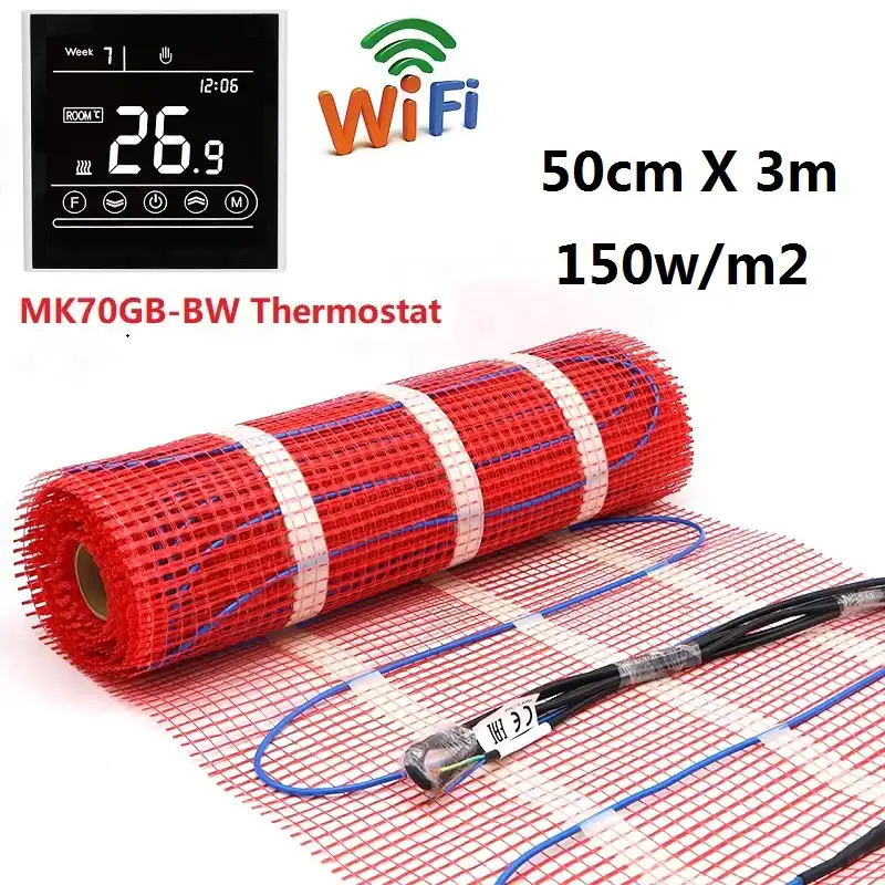 1 5m2 Elektrikli Yerden Isitma Mati 150w M2 50cmx3m Kiremit Altinda Isitma Mat Wifi Termostat Ile Zemin Isitma Sistemleri Ve Parcalari Aliexpress