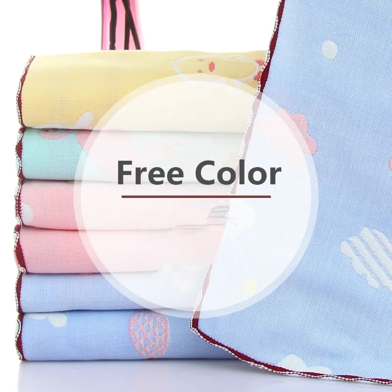 free color 25x25 см жаккард муслин хлопковое детское полотенце шарф мальчик носовой платок для девочек Купание кормление уход за лицом мочалка тряпка для рук полотенце - Цвет: free color