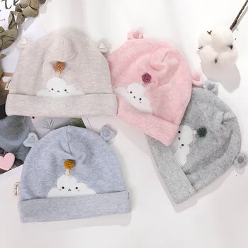 

Newest Baby Cap Warm Kids Cut Ear Design Cloud Hats Winter Autumn Infant Cotton Hemming Caps 2019