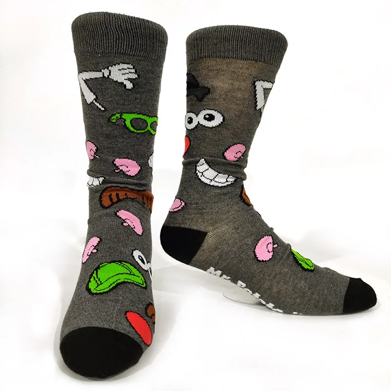 Men's Novelty Fun Graphic Cotton Socks - Unique Designs: Poker, Corgi, Frog, Burger, Piranha, Wolf, Avocado, Eagle