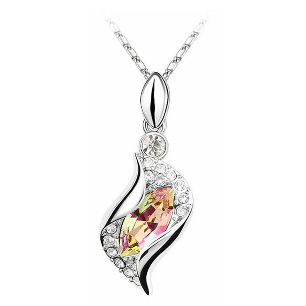 Модный Ювелирный Набор из кристаллов Swarovski, длинные висячие серьги, ожерелье, подвески, Женские аксессуары для свадебной вечеринки, подарок-2811 - Окраска металла: Necklace Green