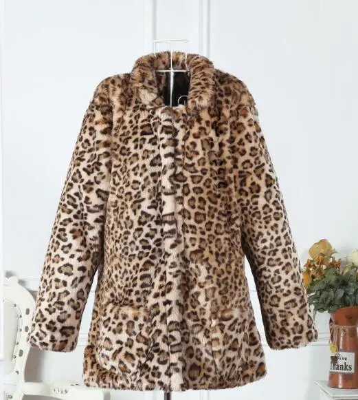 leopard Высокое качество леопардовое пальто из искусственного меха модное женское зимнее супер мягкое меховое пальто Новинка Осень/Зима утепленное пальто M-4XL вариант - Цвет: leopard