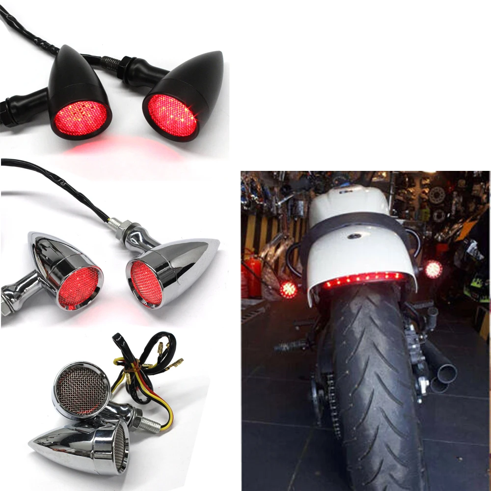 Черный/хромовый мотоциклетный 12 В красный сетчатый светодиодный светильник с