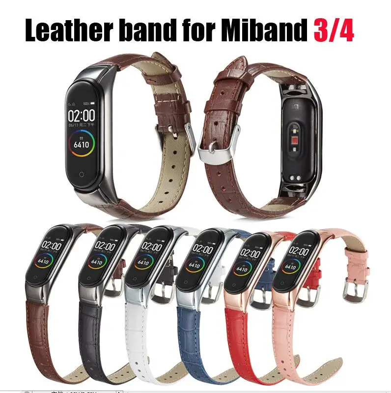 Ремешок из натуральной кожи для Xiaomi mi band 3/4 сменный Браслет Mi 3 ремешок наручных