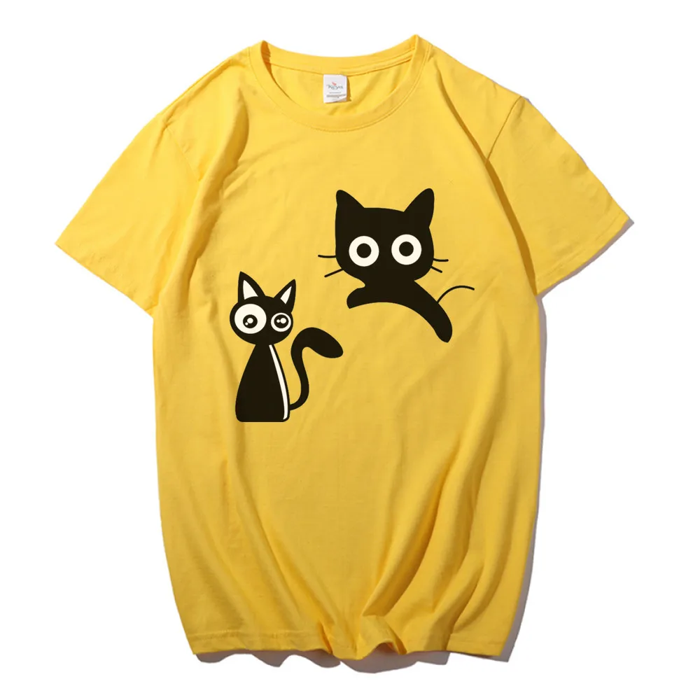 

New Women Fashion Cat Graphic Print Tops Tee Fun T-Shirt Cotton Short Sleeve T-Shirt Unisex Street Wear