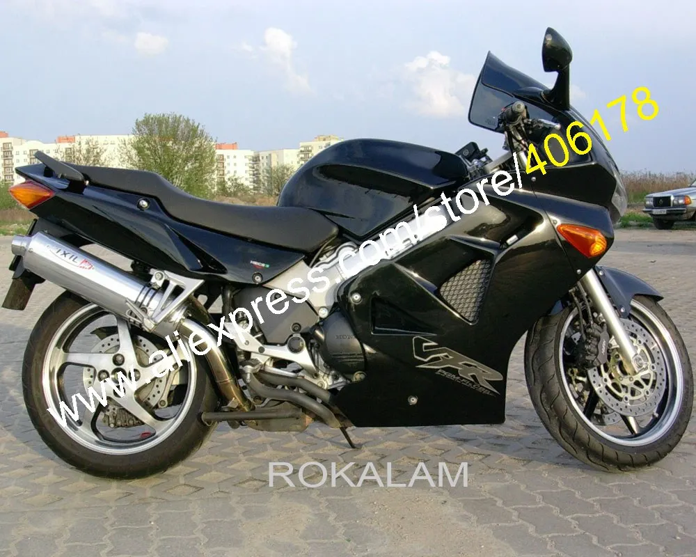 Дешевые VFR 800 Обтекатели для Honda 98-01 VFR800 1998 1999 2000 2001 VFR-800 черные мотоциклетные
